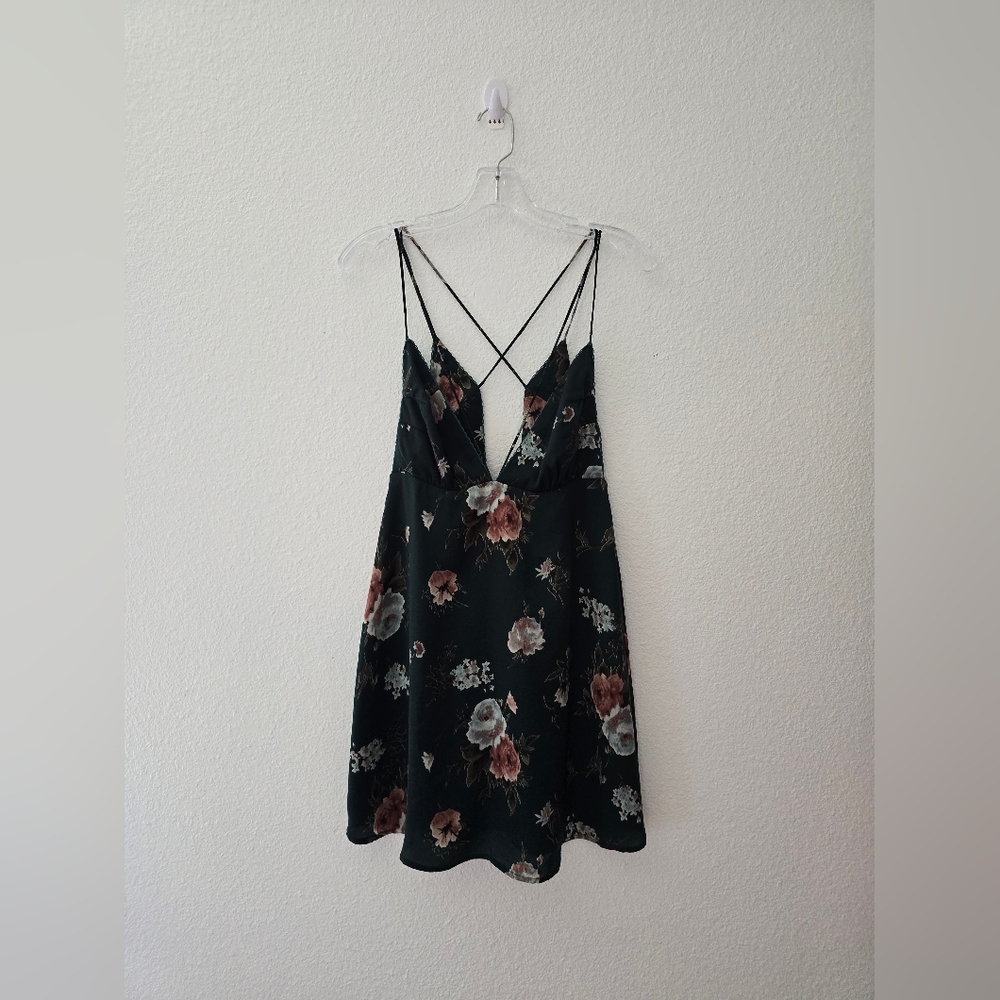 Lulus Forest Green Floral Dress